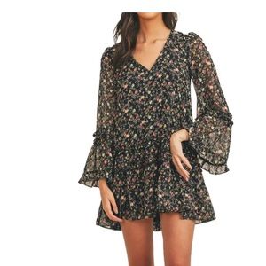 Floral Bell Sleeve Mini Dress